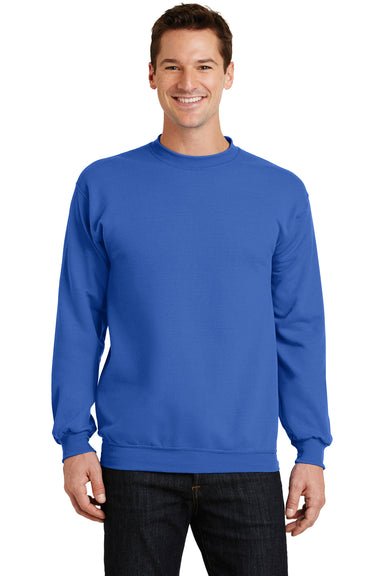 Port & Company PC78 Mens Core Pill Resistant Fleece Crewneck Sweatshirt Royal Blue Model Front