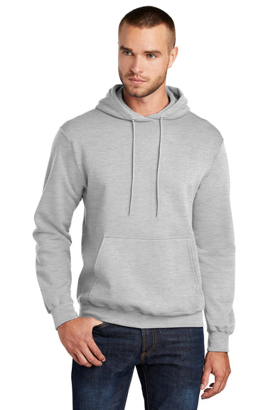 Port & Company PC78H/PC78HT Mens Core Pill Resistant Fleece Hooded Sweatshirt Hoodie Ash Grey Model Front