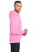 Port & Company PC78H/PC78HT Mens Core Pill Resistant Fleece Hooded Sweatshirt Hoodie Candy Pink Model Side