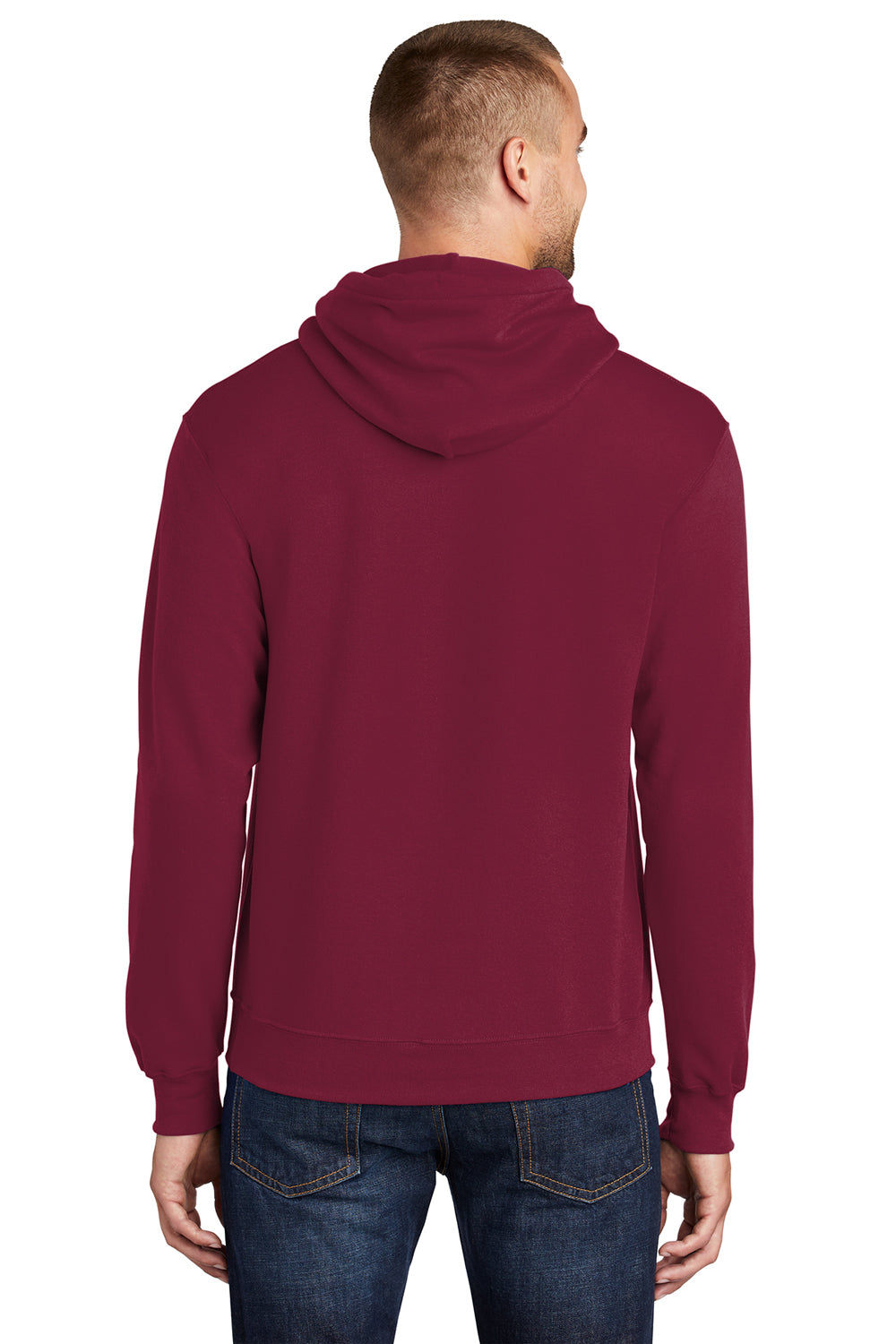 Port & Company PC78H/PC78HT Mens Core Pill Resistant Fleece Hooded Sweatshirt Hoodie Cardinal Red Model Back