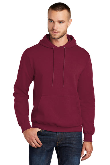 Port & Company PC78H/PC78HT Mens Core Pill Resistant Fleece Hooded Sweatshirt Hoodie Cardinal Red Model Front