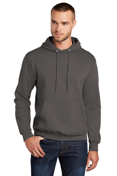 Port & Company PC78H/PC78HT Mens Core Pill Resistant Fleece Hooded Sweatshirt Hoodie Charcoal Grey Model Front