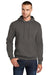 Port & Company PC78H/PC78HT Mens Core Pill Resistant Fleece Hooded Sweatshirt Hoodie Charcoal Grey Model Front