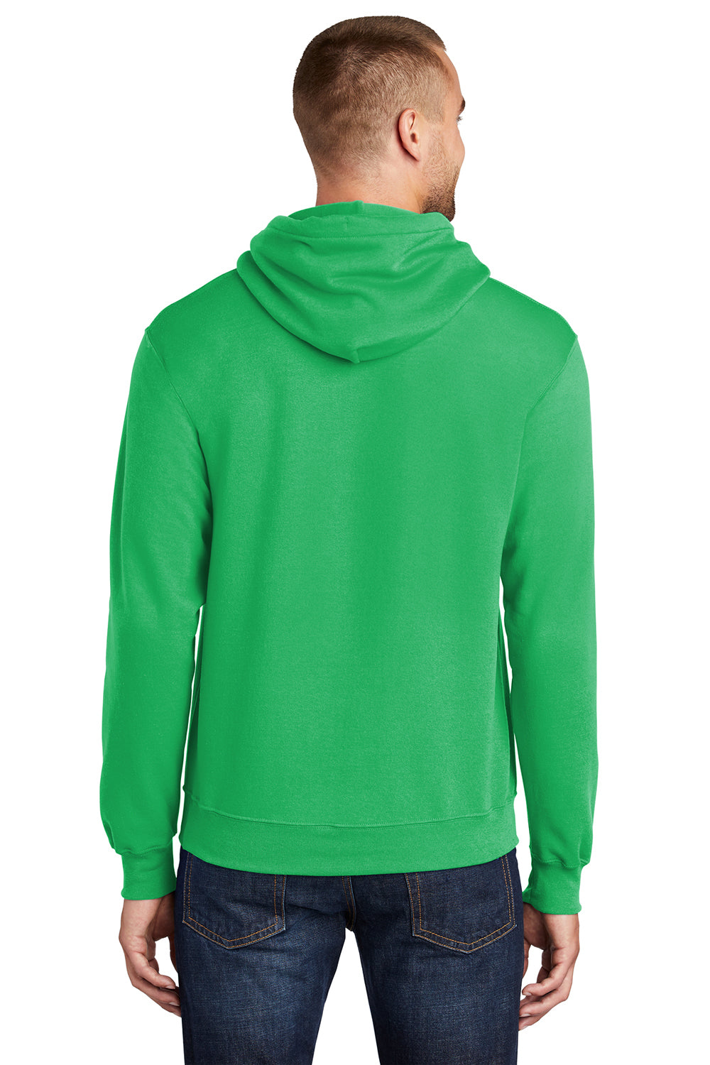 Port & Company PC78H/PC78HT Mens Core Pill Resistant Fleece Hooded Sweatshirt Hoodie Clover Green Model Back