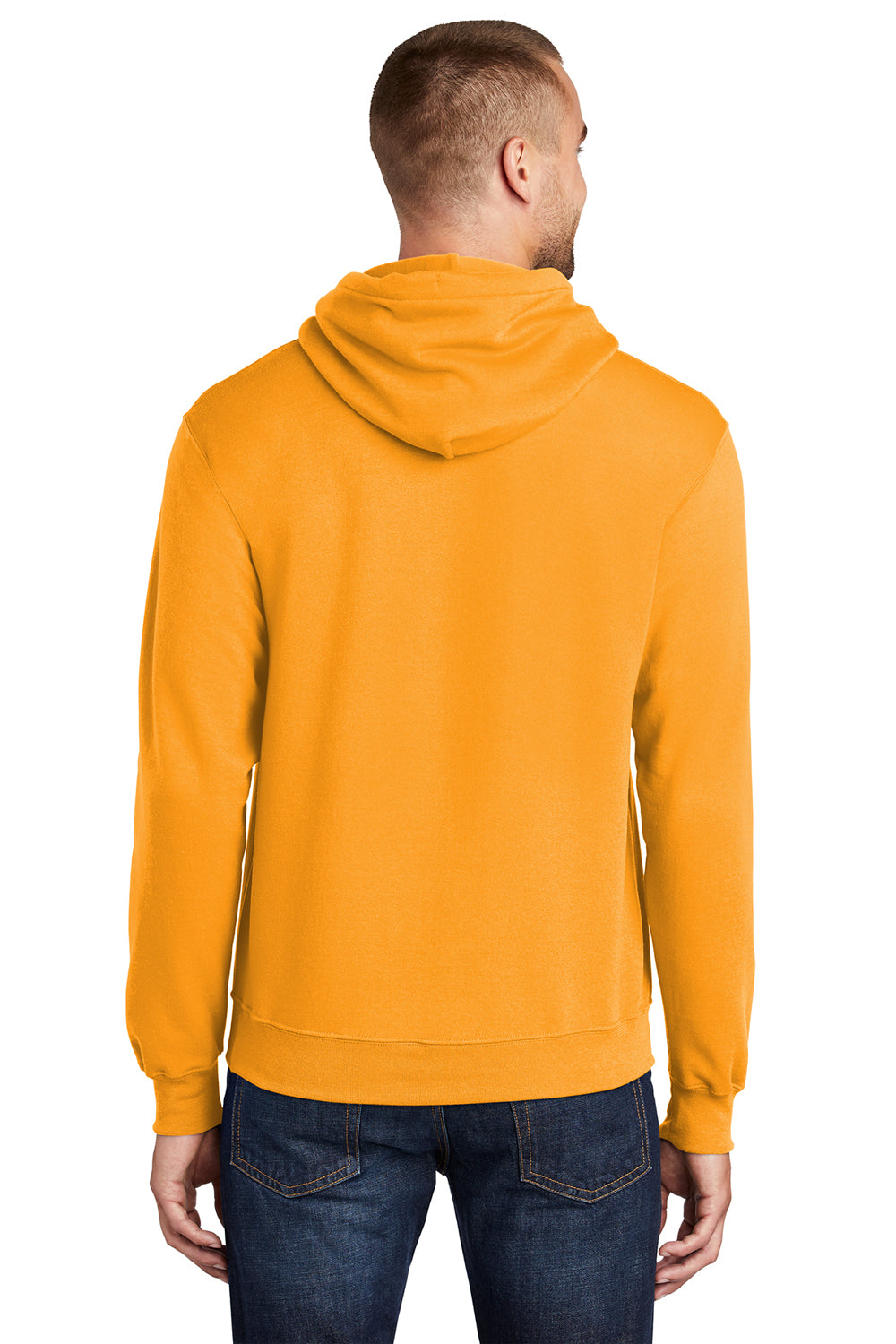 Port & Company PC78H/PC78HT Mens Core Pill Resistant Fleece Hooded Sweatshirt Hoodie Gold Model Back