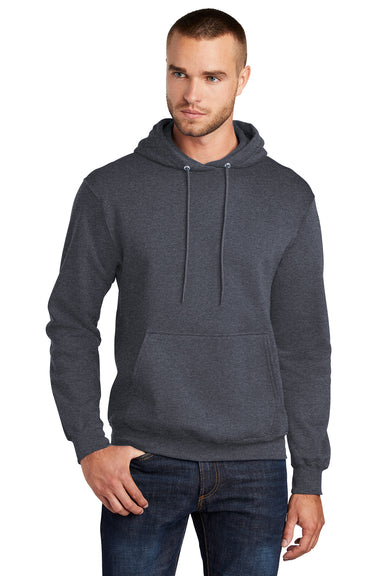 Port & Company PC78H/PC78HT Mens Core Pill Resistant Fleece Hooded Sweatshirt Hoodie Heather Navy Blue Model Front