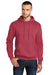 Port & Company PC78H/PC78HT Mens Core Pill Resistant Fleece Hooded Sweatshirt Hoodie Heather Red Model Front