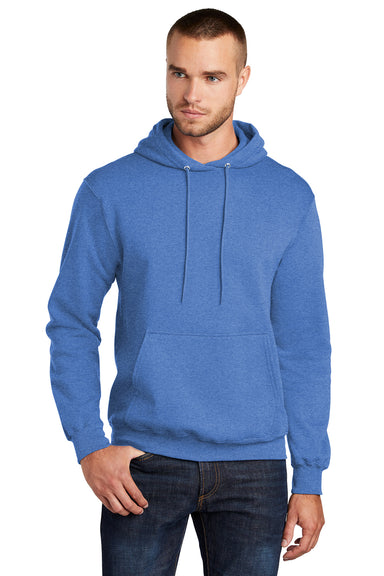 Port & Company PC78H/PC78HT Mens Core Pill Resistant Fleece Hooded Sweatshirt Hoodie Heather Royal Blue Model Front