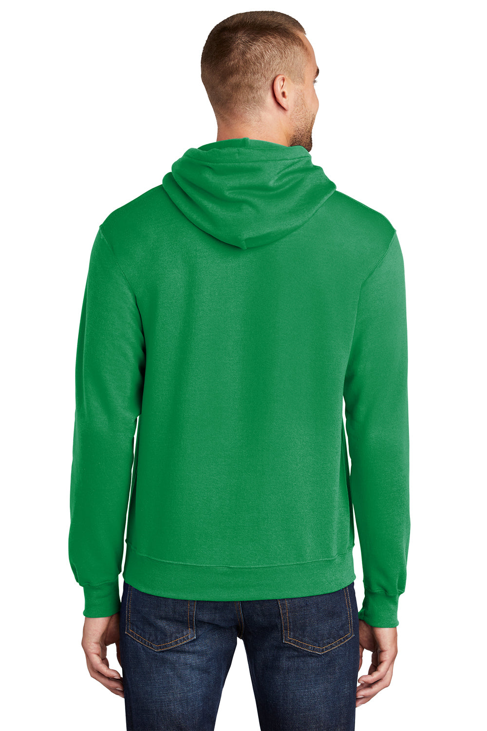 Port & Company PC78H/PC78HT Mens Core Pill Resistant Fleece Hooded Sweatshirt Hoodie Kelly Green Model Back