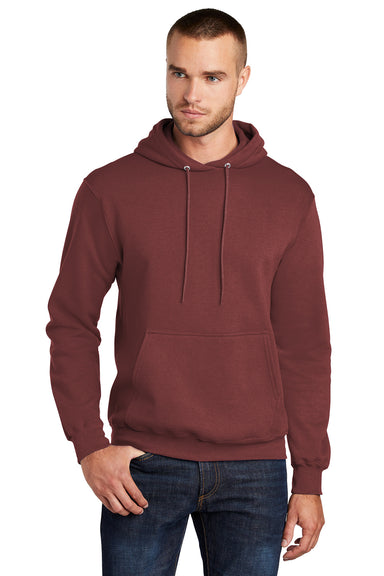 Port & Company PC78H/PC78HT Mens Core Pill Resistant Fleece Hooded Sweatshirt Hoodie Maroon Model Front