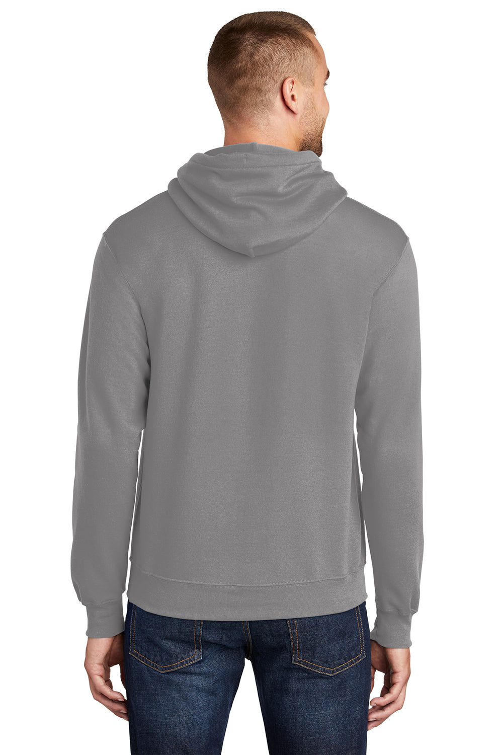 Port & Company PC78H/PC78HT Mens Core Pill Resistant Fleece Hooded Sweatshirt Hoodie Medium Grey Model Back