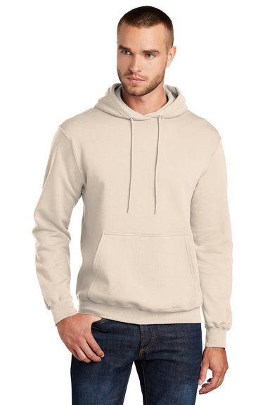 Port & Company PC78H/PC78HT Mens Core Pill Resistant Fleece Hooded Sweatshirt Hoodie Natural Model Front