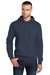 Port & Company PC78H/PC78HT Mens Core Pill Resistant Fleece Hooded Sweatshirt Hoodie Navy Blue Model Front