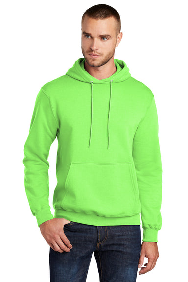 Port & Company PC78H/PC78HT Mens Core Pill Resistant Fleece Hooded Sweatshirt Hoodie Neon Green Model Front