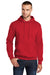 Port & Company PC78H/PC78HT Mens Core Pill Resistant Fleece Hooded Sweatshirt Hoodie Red Model Front