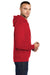 Port & Company PC78H/PC78HT Mens Core Pill Resistant Fleece Hooded Sweatshirt Hoodie Red Model Side