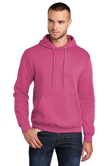 Port & Company PC78H/PC78HT Mens Core Pill Resistant Fleece Hooded Sweatshirt Hoodie Sangria Pink Model Front