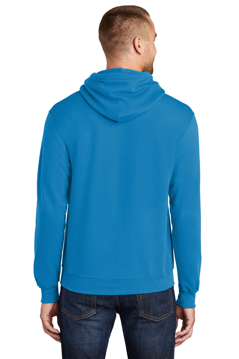 Port & Company PC78H/PC78HT Mens Core Pill Resistant Fleece Hooded Sweatshirt Hoodie Sapphire Blue Model Back