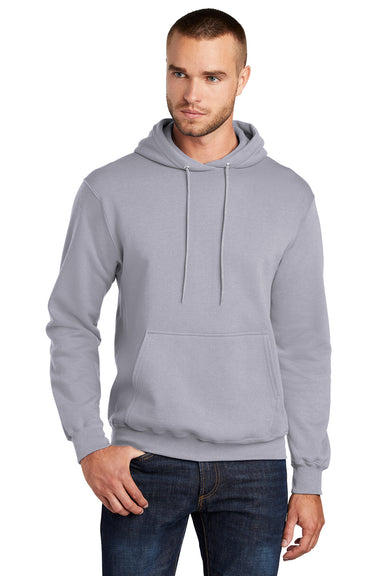 Port & Company PC78H/PC78HT Mens Core Pill Resistant Fleece Hooded Sweatshirt Hoodie Silver Grey Model Front