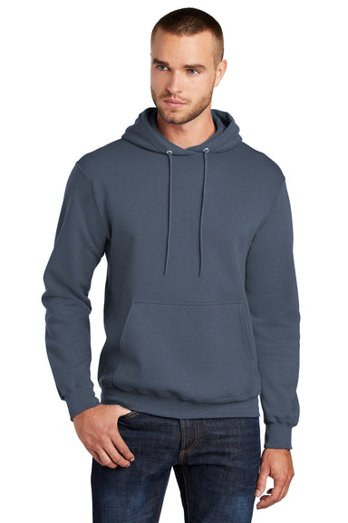 Port & Company PC78H/PC78HT Mens Core Pill Resistant Fleece Hooded Sweatshirt Hoodie Steel Blue Model Front