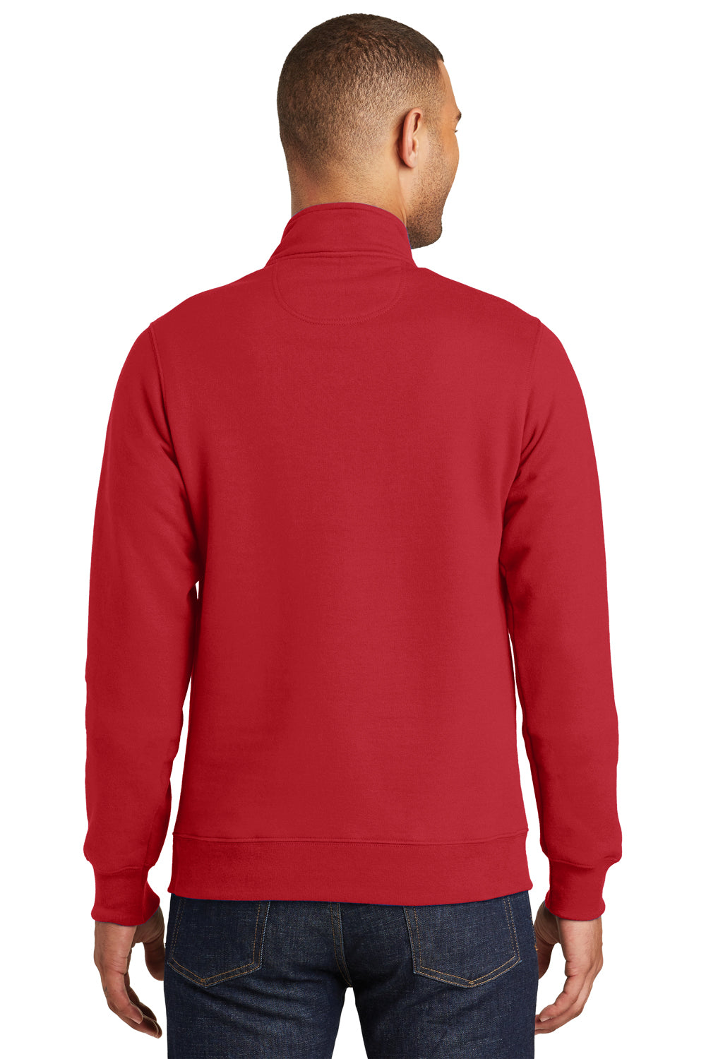 Port & Company PC850Q Mens Fan Favorite Fleece 1/4 Zip Sweatshirt Bright Red Model Back