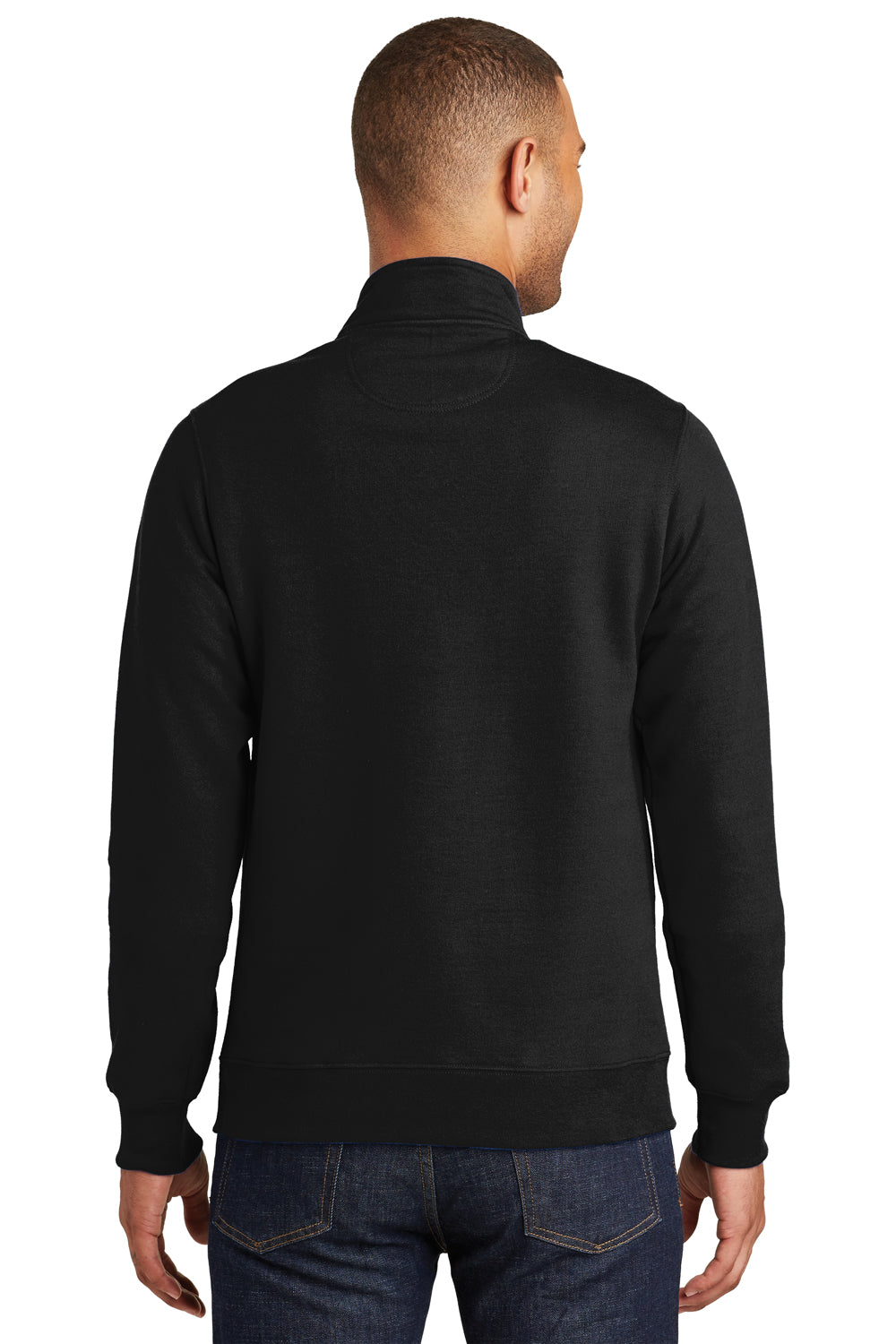 Port & Company PC850Q Mens Fan Favorite Fleece 1/4 Zip Sweatshirt Jet Black Model Back