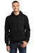 Port & Company PC90H/PC90HT Mens Essential Pill Resistant Fleece Hooded Sweatshirt Hoodie Jet Black Model Front