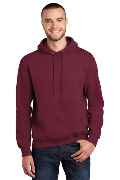 Port & Company PC90H/PC90HT Mens Essential Pill Resistant Fleece Hooded Sweatshirt Hoodie Cardinal Red Model Front