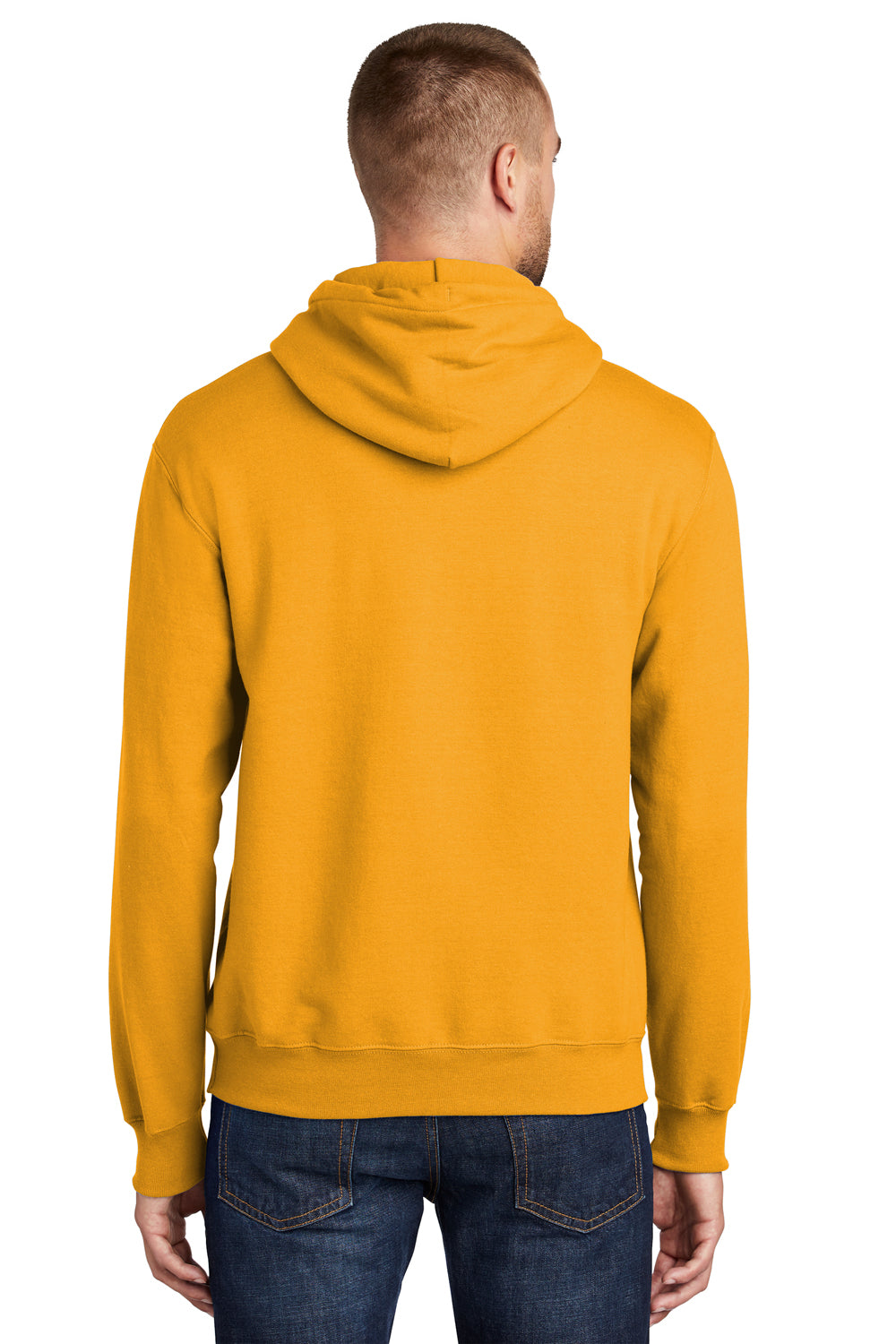 Port & Company PC90H/PC90HT Mens Essential Pill Resistant Fleece Hooded Sweatshirt Hoodie Gold Model Back