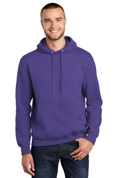 Port & Company PC90H/PC90HT Mens Essential Pill Resistant Fleece Hooded Sweatshirt Hoodie Purple Model Front