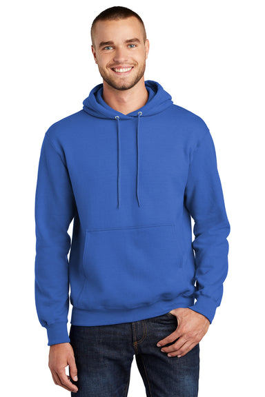 Port & Company PC90H/PC90HT Mens Essential Pill Resistant Fleece Hooded Sweatshirt Hoodie Royal Blue Model Front