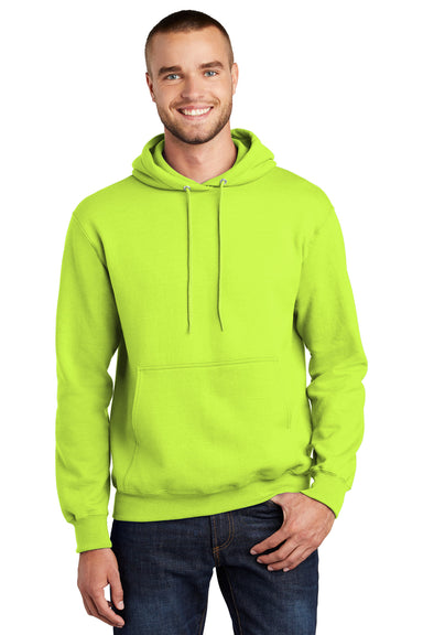 Port & Company PC90H/PC90HT Mens Essential Pill Resistant Fleece Hooded Sweatshirt Hoodie Safety Green Model Front