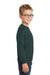 Port & Company PC90Y Youth Core Pill Resistant Fleece Crewneck Sweatshirt Dark Green Model Side