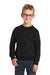 Port & Company PC90Y Youth Core Pill Resistant Fleece Crewneck Sweatshirt Jet Black Model Front