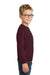 Port & Company PC90Y Youth Core Pill Resistant Fleece Crewneck Sweatshirt Maroon Model Side