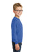 Port & Company PC90Y Youth Core Pill Resistant Fleece Crewneck Sweatshirt Royal Blue Model Side