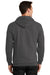 Port & Company PC90ZH/PC90ZHT Mens Essential Pill Resistant Fleece Full Zip Hooded Sweatshirt Hoodie Charcoal Grey Model Back