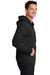 Port & Company PC90ZH/PC90ZHT Mens Essential Pill Resistant Fleece Full Zip Hooded Sweatshirt Hoodie Jet Black Model Side