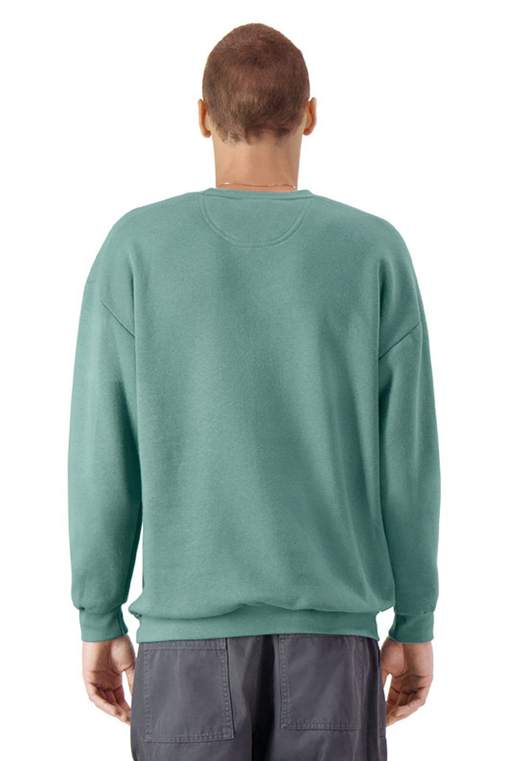 American Apparel RF496 Mens ReFlex Fleece Crewneck Sweatshirt Arctic Green Model Back