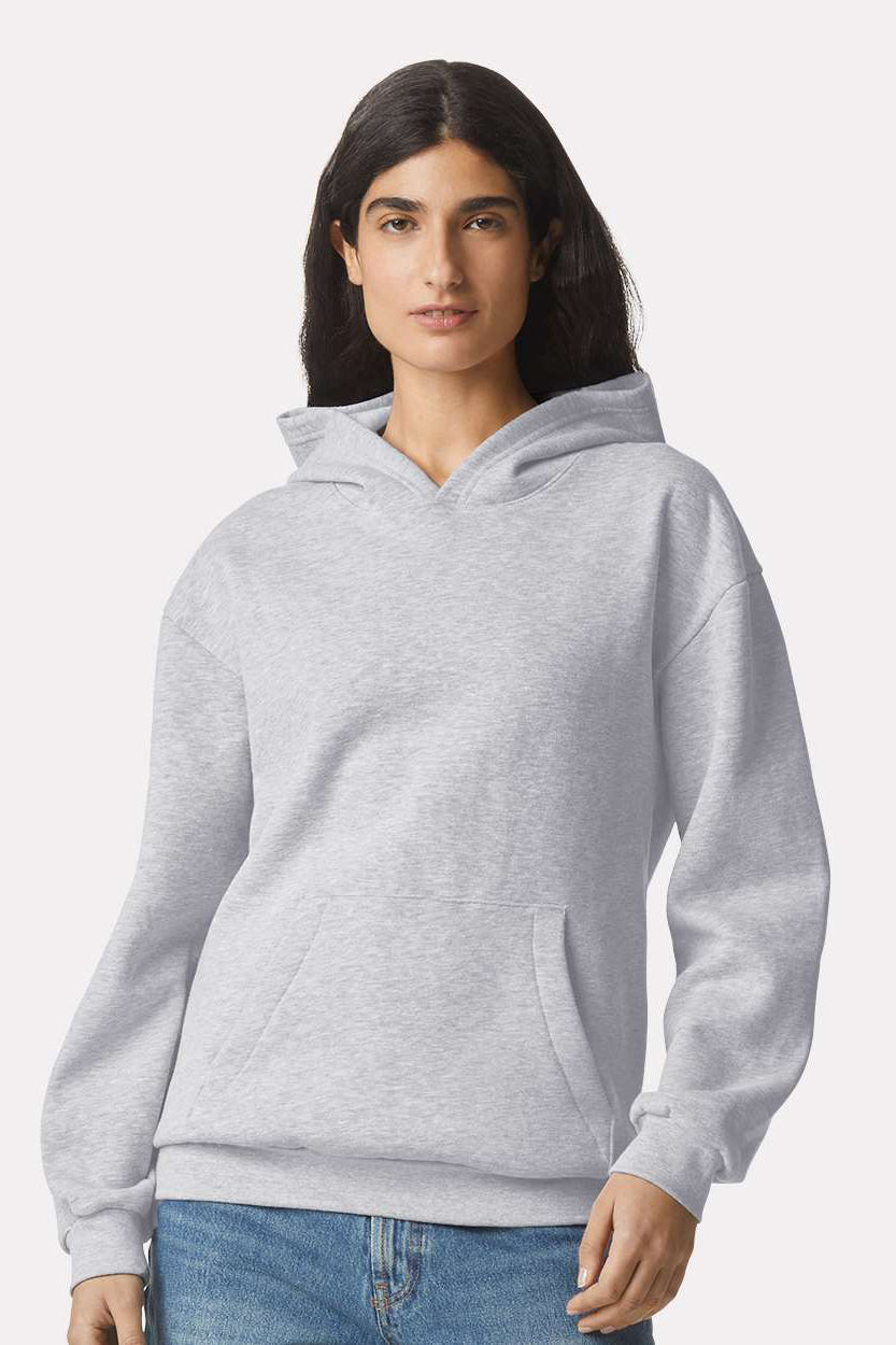 American Apparel RF498 Mens ReFlex Fleece Hooded Sweatshirt Hoodie Heather Grey Model Front