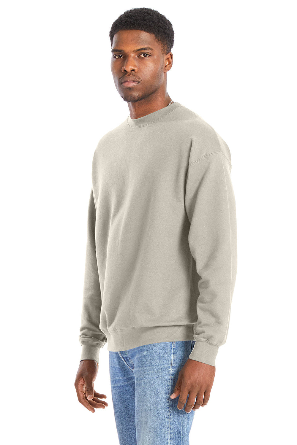 Hanes RS160 Mens Perfect Sweats Crewneck Sweatshirt Sand Model 3Q