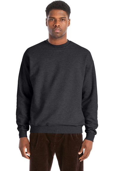 Hanes RS160 Mens Perfect Sweats Crewneck Sweatshirt Heather Charcoal Grey Model Front