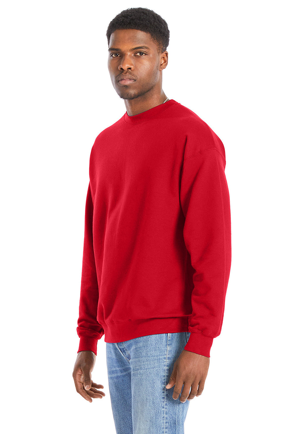 Hanes RS160 Mens Perfect Sweats Crewneck Sweatshirt Athletic Red Model 3Q