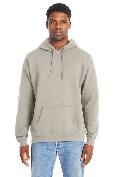 Hanes RS170 Mens Perfect Sweats Hooded Sweatshirt Hoodie w/ Pouch Pocket Sand Model Front