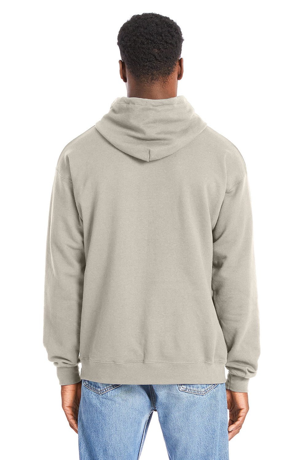 Hanes RS170 Mens Perfect Sweats Hooded Sweatshirt Hoodie w/ Pouch Pocket Sand Model Back