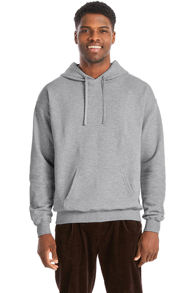 Hanes RS170 Mens Perfect Sweats Hooded Sweatshirt Hoodie w/ Pouch Pocket Light Steel Grey Model Front