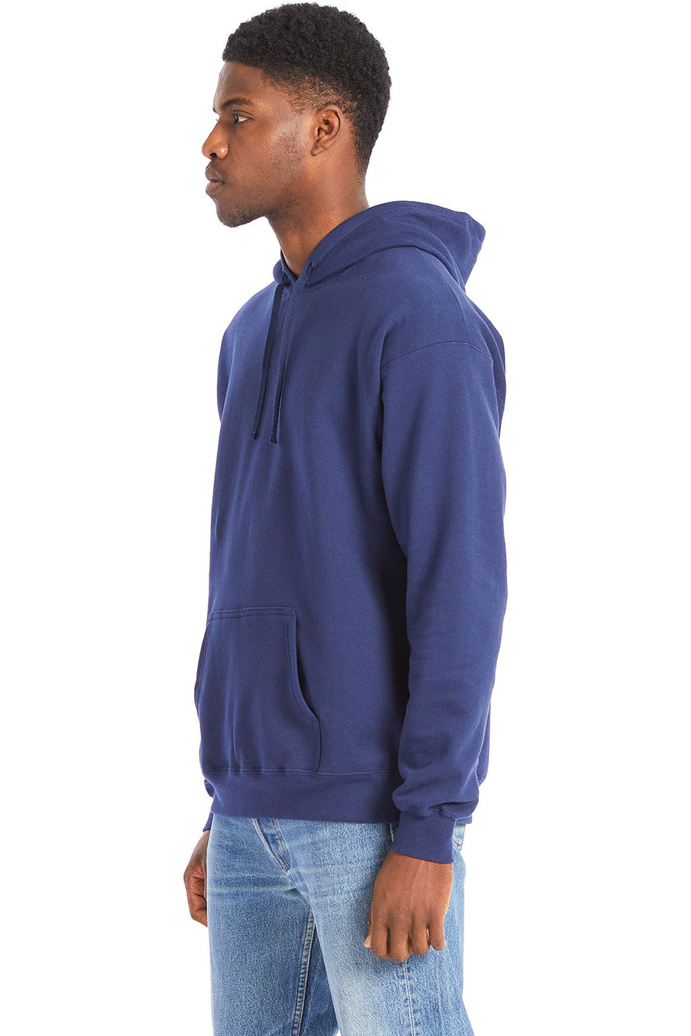 Hanes RS170 Mens Perfect Sweats Hooded Sweatshirt Hoodie w/ Pouch Pocket Navy Blue Model 3Q