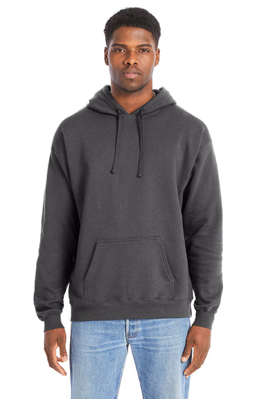 Hanes RS170 Mens Perfect Sweats Hooded Sweatshirt Hoodie w/ Pouch Pocket Smoke Grey Model Front