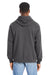 Hanes RS170 Mens Perfect Sweats Hooded Sweatshirt Hoodie w/ Pouch Pocket Smoke Grey Model Back