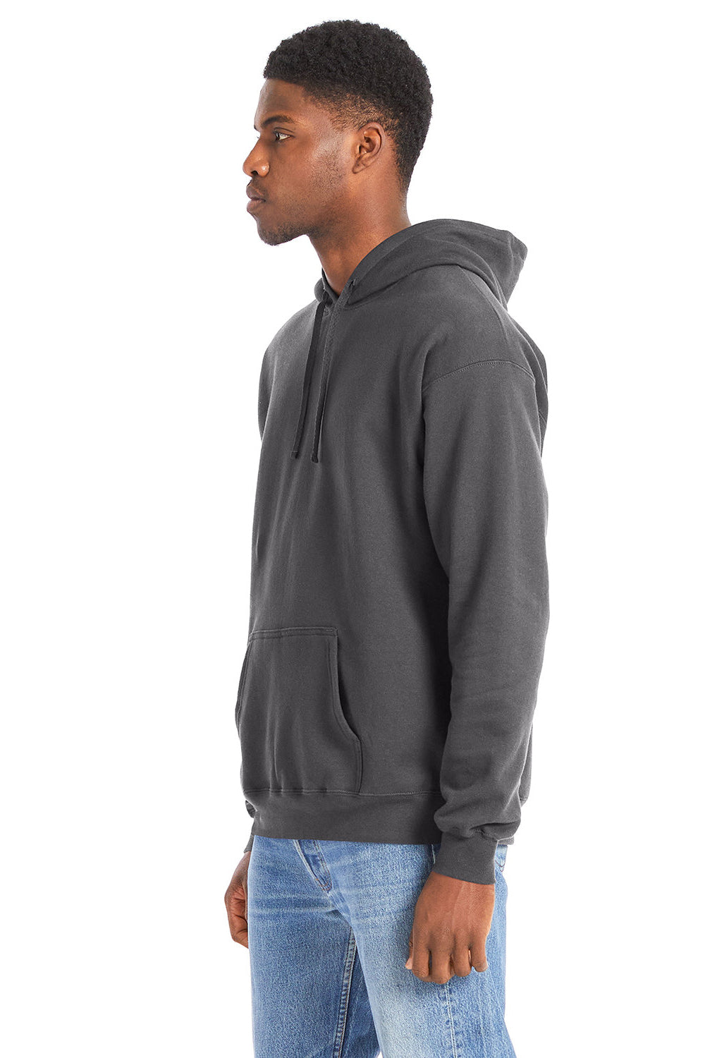 Hanes RS170 Mens Perfect Sweats Hooded Sweatshirt Hoodie w/ Pouch Pocket Smoke Grey Model 3Q